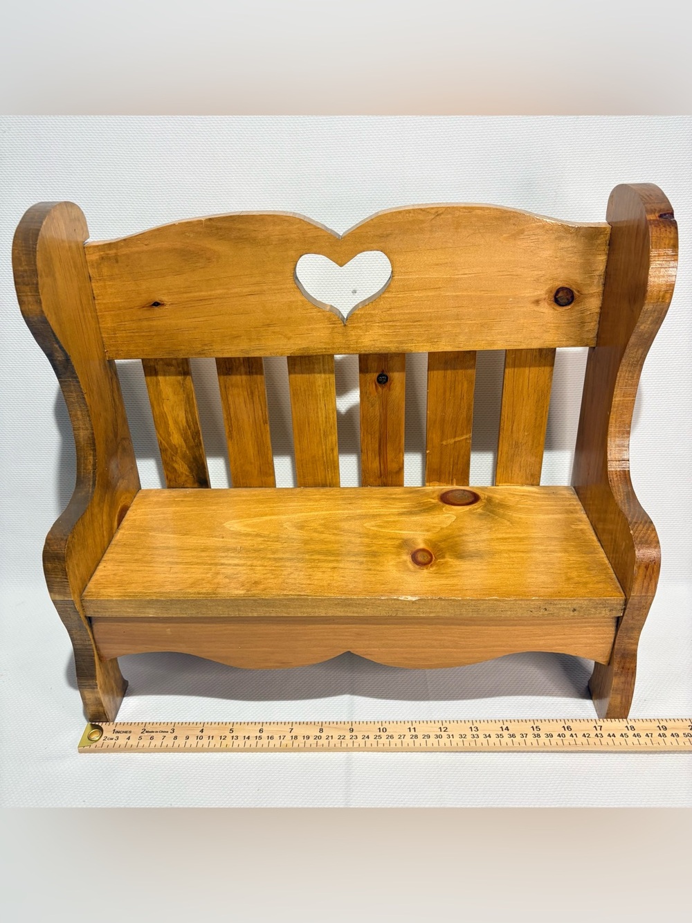 Vintage Country Cottage Miniature Wooden Bench Shelf